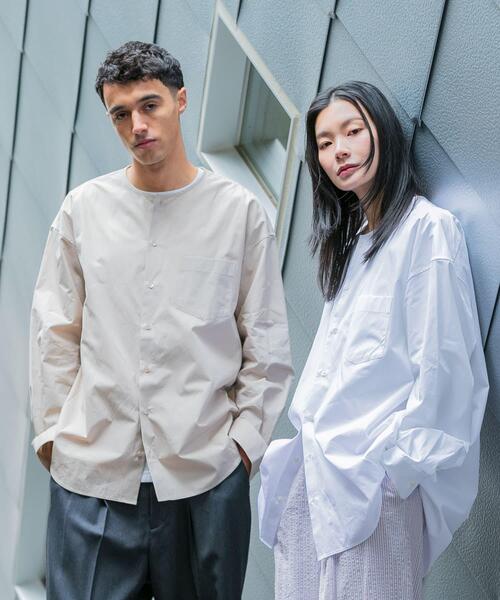 「THOMAS MASON」 長袖シャツ「URBAN RESEARCHコラボ」 MEDIUM ベージュ メンズ_画像4