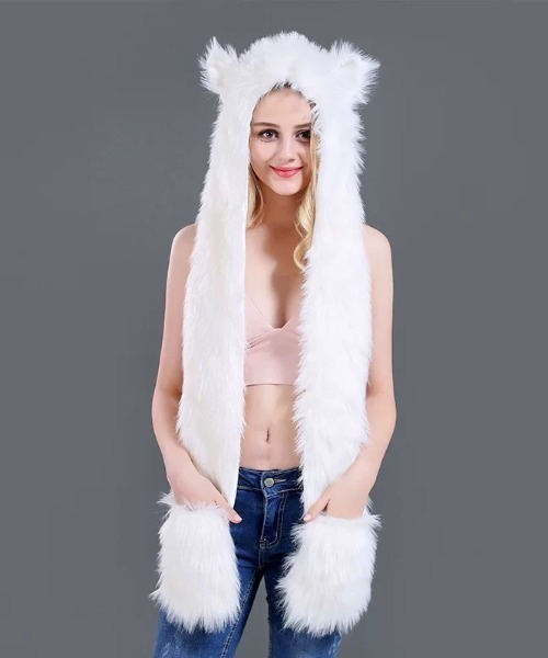 ampm（エーエムピーエム） マフラー ストール アニマルフード付き