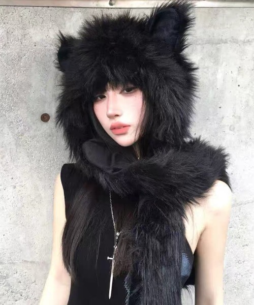 ampm（エーエムピーエム） マフラー ストール アニマルフード付き