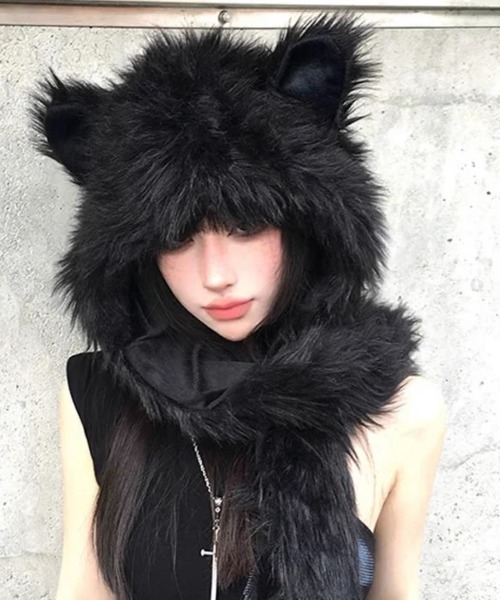 ampm（エーエムピーエム） マフラー ストール アニマルフード付き