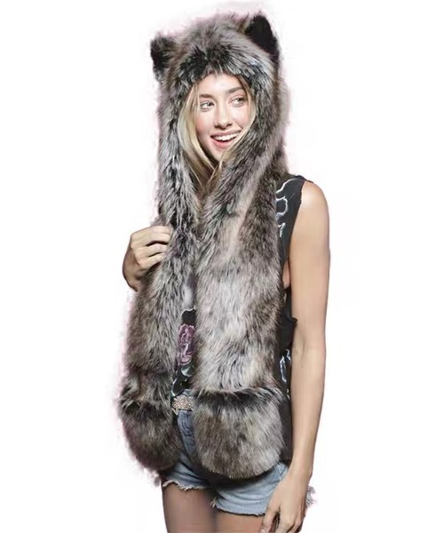 ampm（エーエムピーエム） マフラー ストール アニマルフード付き