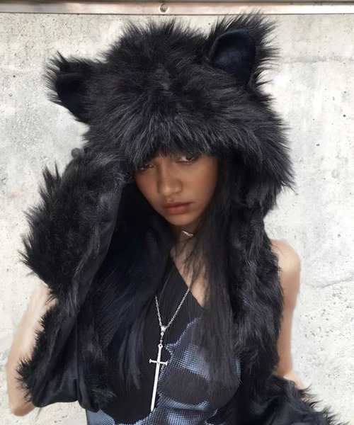 ampm（エーエムピーエム） マフラー ストール アニマルフード付き