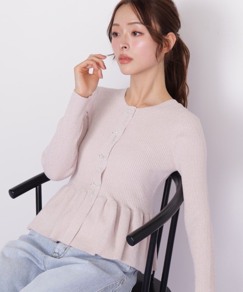 ルールロジェット ペプラムニット ペールブルー×ペールピンク JILL by JILL STUART（ジルバイジルスチュアート） ニット セーター