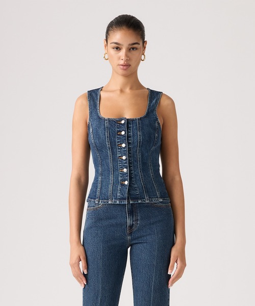 GmbH デニムトップス タンクトップ Levi's（リーバイス） タンクトップ ノースリーブ SCULPTED デニム