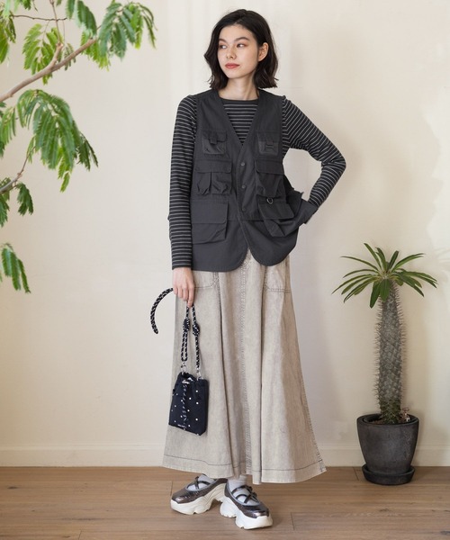 「niko and...」 デニムスカート LARGE チャコール レディース_画像4