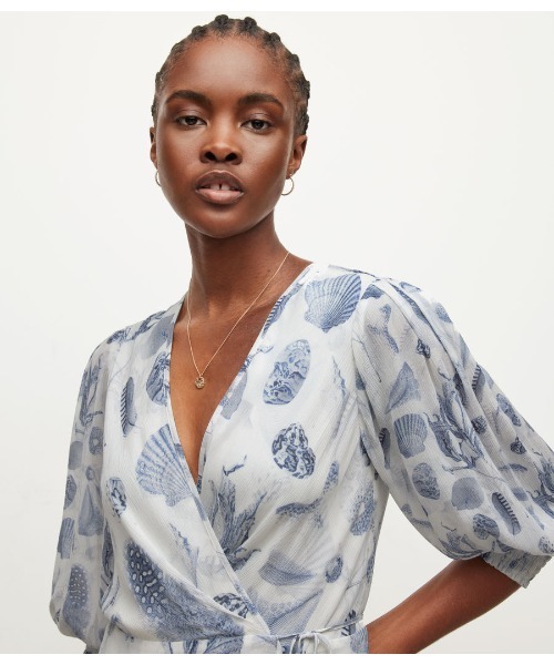 「ALLSAINTS」 7分袖ワンピース 4 ブルー レディース_画像4