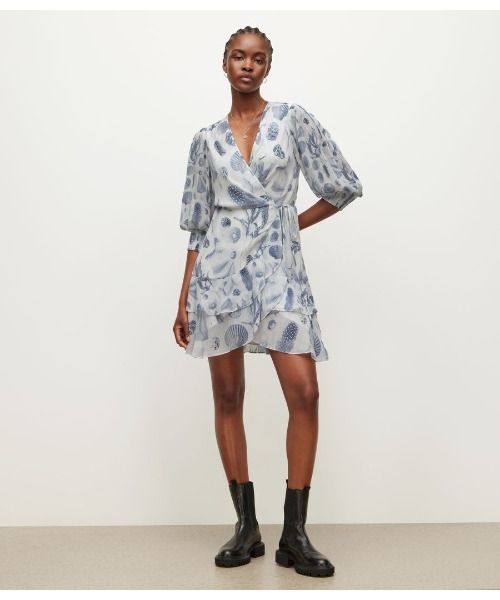 「ALLSAINTS」 7分袖ワンピース 4 ブルー レディース_画像5