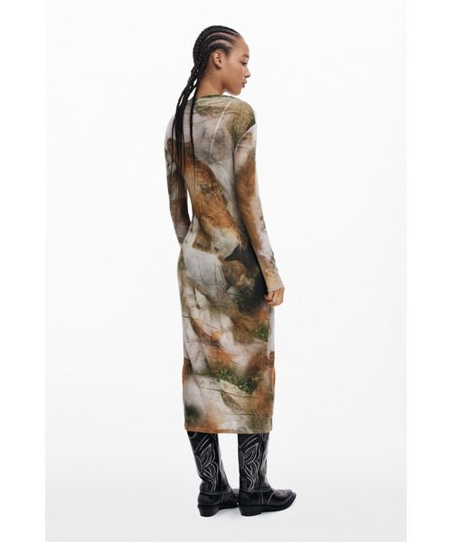 「Desigual」 長袖ワンピース X-SMALL ブラウン レディースの画像