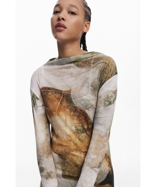 「Desigual」 長袖ワンピース X-SMALL ブラウン レディースの画像