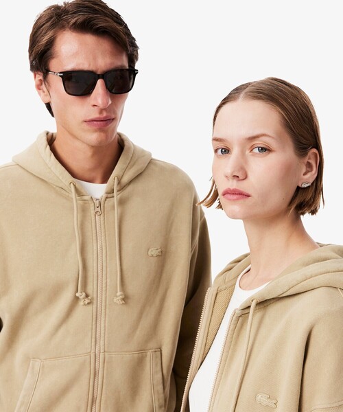 「LACOSTE」 ジップアップパーカー M ベージュ メンズの画像