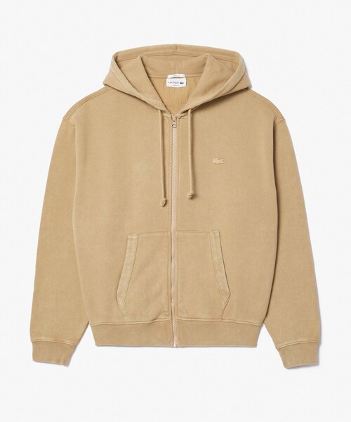 「LACOSTE」 ジップアップパーカー M ベージュ メンズの画像