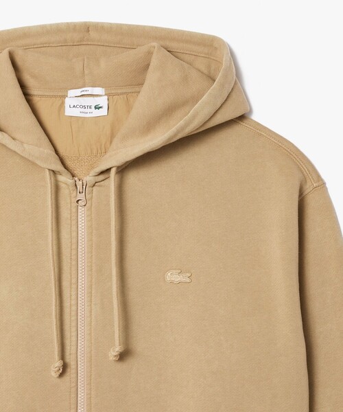 「LACOSTE」 ジップアップパーカー M ベージュ メンズの画像