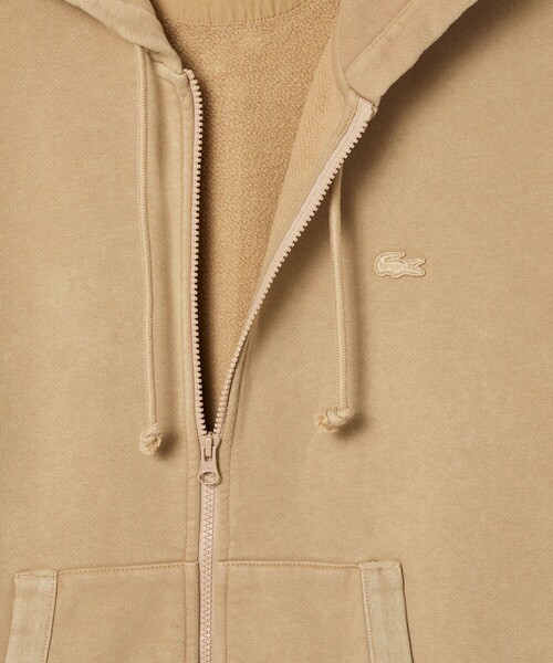 「LACOSTE」 ジップアップパーカー M ベージュ メンズの画像