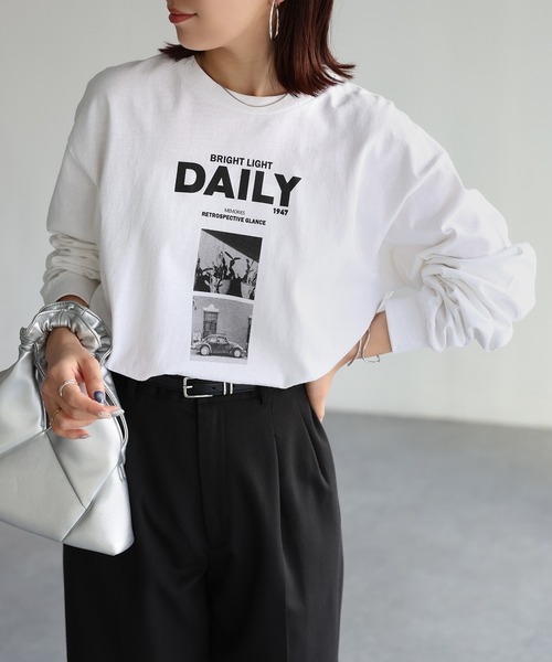 「Riberry」 長袖カットソー LARGE ホワイト レディース_画像2