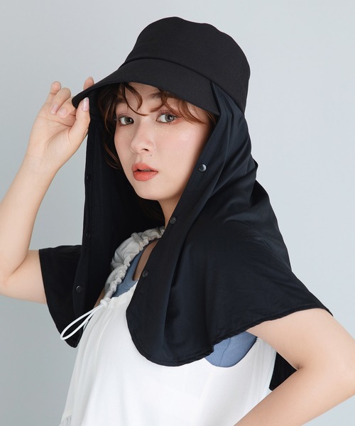 uvカット 帽子 ハット 紫外線カット 「Yoki」サンシェードケープハット