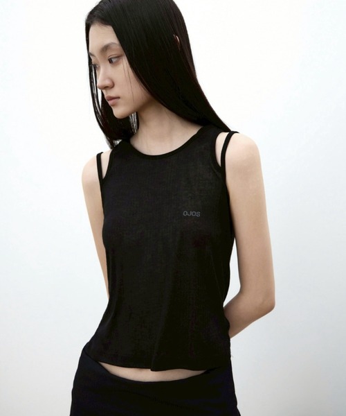 タンクトップ ノースリーブ 「OJOS」Rib Hood Sleeveless / 「オホス 