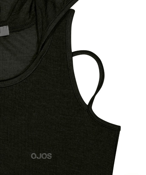 タンクトップ ノースリーブ 「OJOS」Rib Hood Sleeveless / 「オホス 