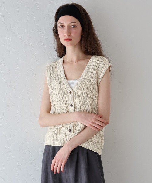 「J by blue」 ニットベスト MEDIUM グレー レディース_画像4
