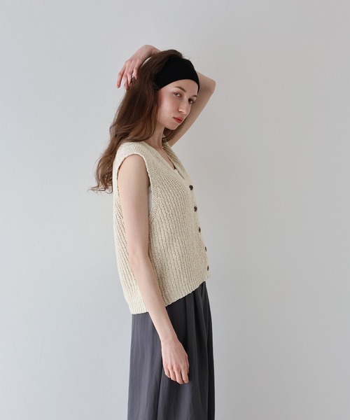 「J by blue」 ニットベスト MEDIUM グレー レディース_画像6