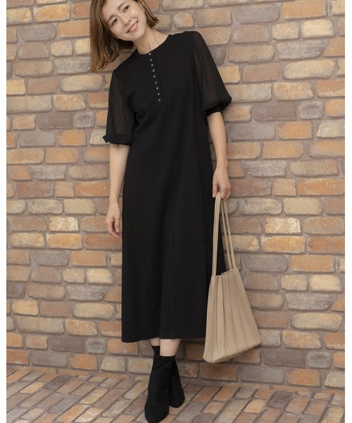 「PREFERIR」 7分袖ワンピース MEDIUM グレー レディース_画像3