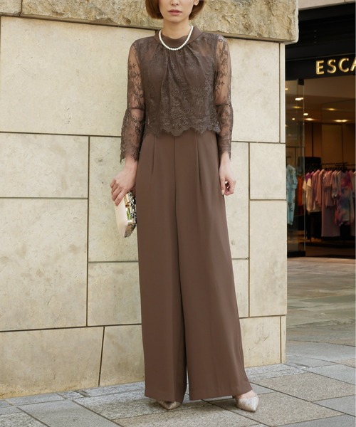 ★美品★ My shawty パンツドレス オールインワン 結婚式 オケージョン My shawty パンツドレス hight neck lace pants dress