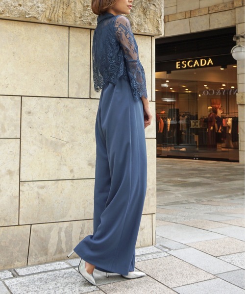 ★美品★ My shawty パンツドレス オールインワン 結婚式 オケージョン My shawty ハイネックレースパンツドレス オールインワン 結婚式