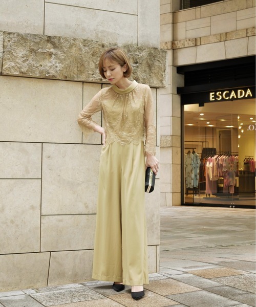 ★美品★ My shawty パンツドレス オールインワン 結婚式 オケージョン My shawty ハイネックレースパンツドレス オールインワン 結婚式
