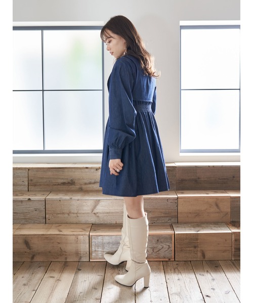 earth music&ecology ワンピース デニムシャーリングミニ