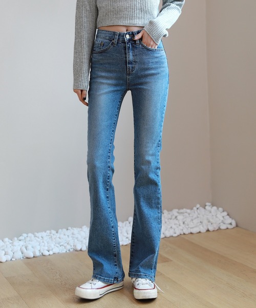 【関税込み】SLVRLAKE ブルー ブーツカット ハイライズジーンズ Levi's/リーバイス 725(TM) ハイウエスト ブーツカット ライト