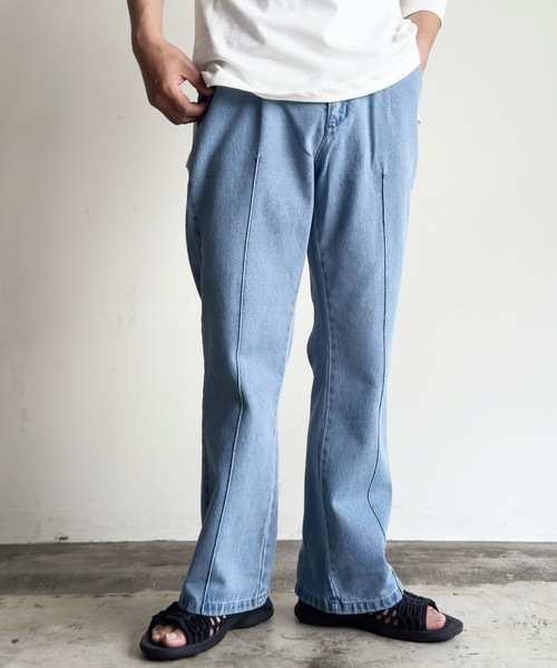 COMMON WARE ジーンズ COMMONWARE:12ozデニムピンタックフレア