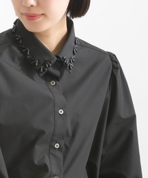 PICCIN PERLA ブラウス シャツ 襟ビジュー長袖シャツ レディース
