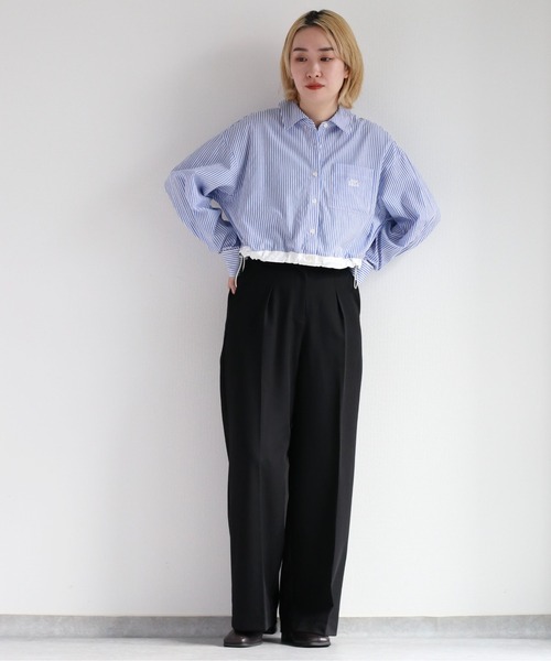 シャツ/ブラウス(長袖/七分) Half Sleeve Mini Shirt One-piece レディス 開襟七分袖ブラウス FB4039L－16 ブラック| 作業服
