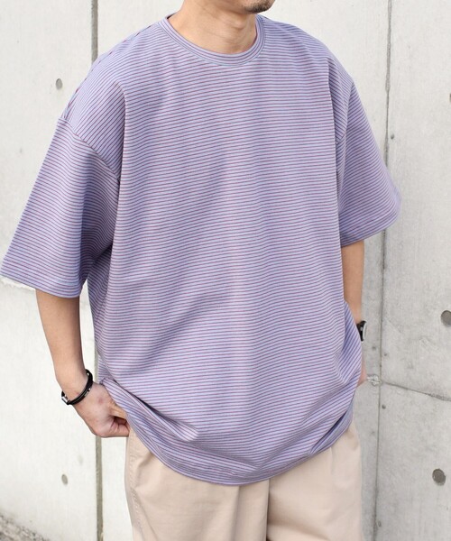 SHIPS any tシャツ any: マイクロボーダー ミニ裏毛 ライト