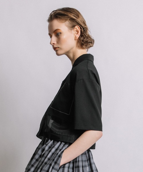 シャツ/ブラウス(半袖/袖なし) AULA AILA - AULA AILA  DOLMAN SHIRT BLOUSE AULA AILA（アウラ アイラ） ブラウス シャツ 半袖 シアーパーツ