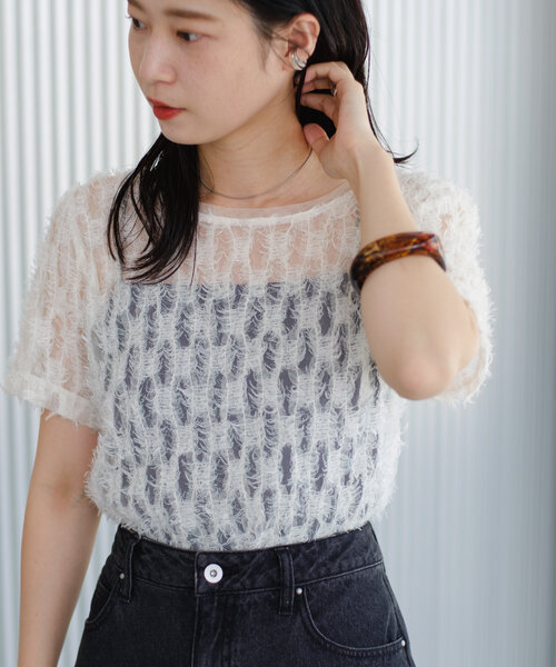 フェザーチュールTシャツ 予約]フェザーチュールTシャツ/ホワイト – Lumier