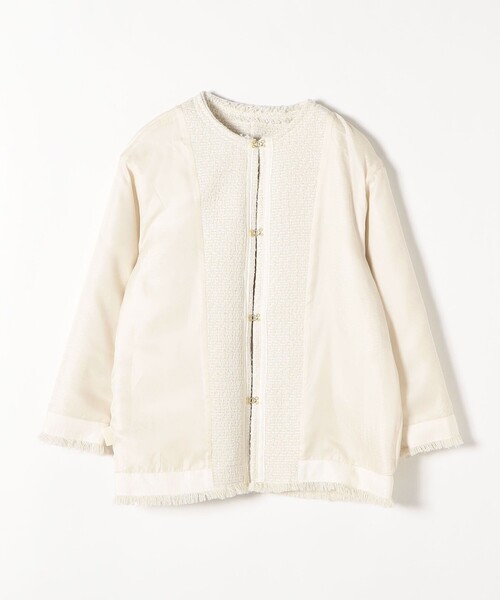 CABaN ✨2020SS シャイニージャガードノーカラージャケット　イエロー SHIPS any（シップス エニィ）の「SHIPS any:〈手洗い可能〉ノーカラー