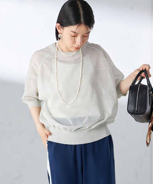 「SHIPS」 半袖ニット ONE SIZE ネイビー レディース SHIPS Days 「SHIPS Days」 半袖ニット ONE SIZE ネイビー