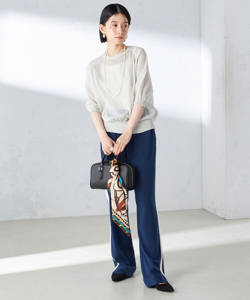 BoTT ネイビー ピンク ドット柄 ニット L DAY CLOSET ニット セーター レディース ノルディック柄