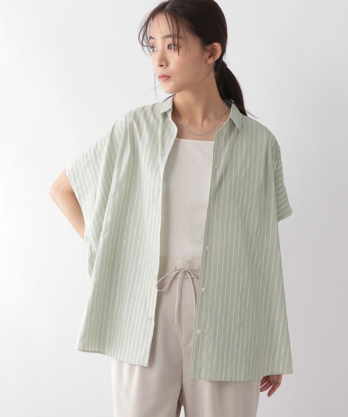 シャツ ブラウス お手入れらくらくラメポンチョシャツ半袖/128324  