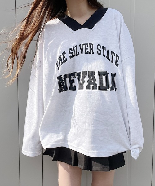 tシャツ V NECK Tシャツ レディース tシャツ バイカラー Vネック半袖リブトップス レディース