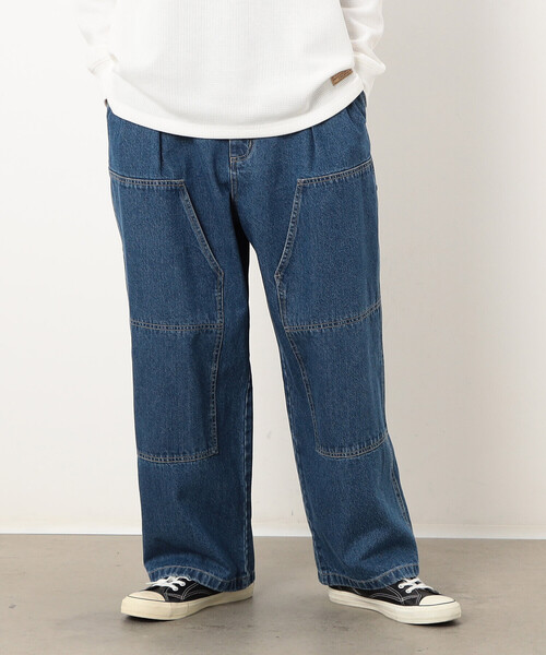 Purple&Yellow ジーンズ デニムダブルニーペインターパンツ メンズ