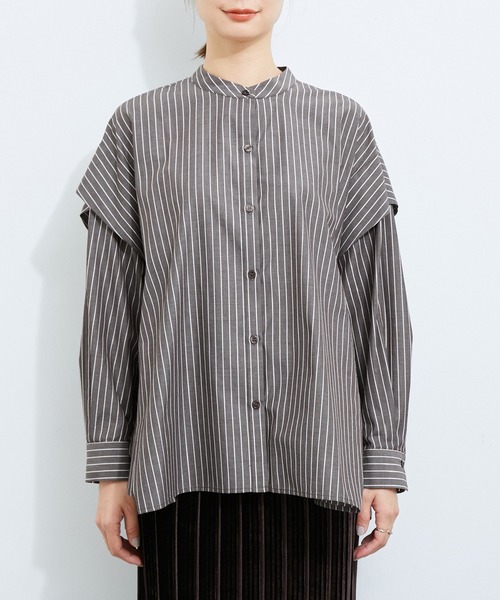 LE CERCLE par rope' シャツ ブラウス タックバンドカラーシャツ