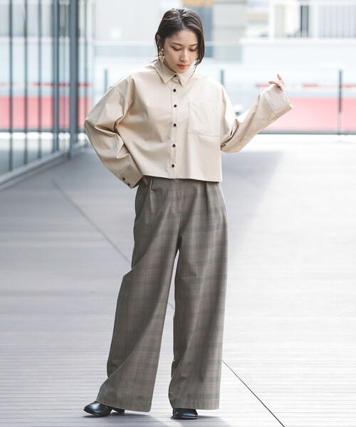 Demi-Luxe BEAMS シャツ ブラウス ワイドカフス ショートシャツ 