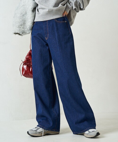 ●NERDY● Women's ワイドデニムパンツ_sky blue FREAK'S STORE ジーンズ デニム デニムパンツ 限定展開 ワイド