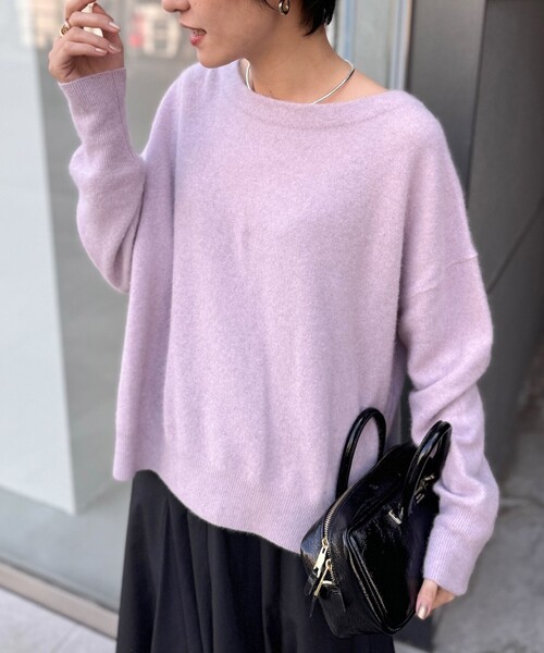 【NOLLEY'S】ヘアリーモックネックプルオーバーニット　グレー NOLLEY'S（ノーリーズ） ニット ヘアリーモックネックプルオーバー