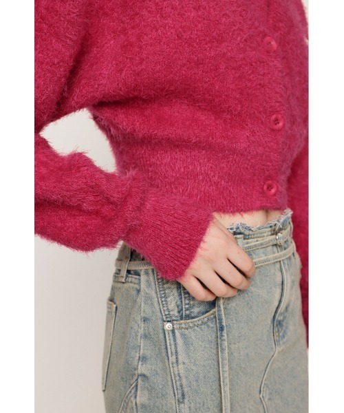 SLY（スライ） カーディガン SHAGGY V/N CROP CD シャギー ヴイネック