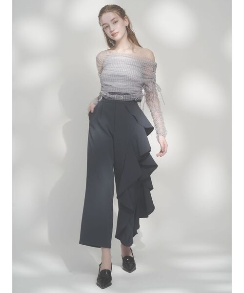 dazzlin パンツ ビッグフリルアシメワイドパンツ レディース