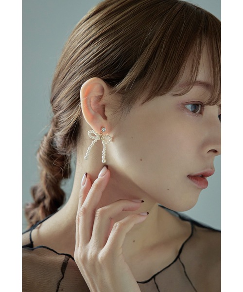 niana（ニアナ） ピアス ビジューパールリボンピアス 大人 結婚式