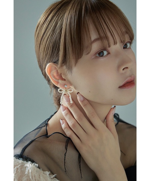 niana（ニアナ） ピアス ビジューパールリボンピアス 大人 結婚式