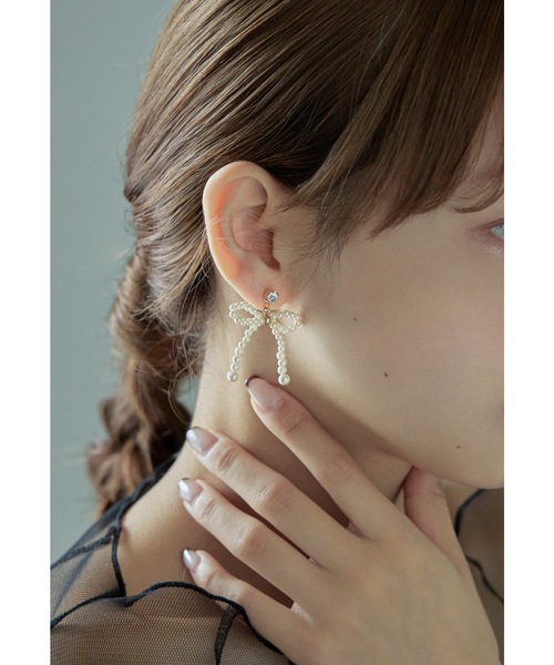 niana（ニアナ） ピアス ビジューパールリボンピアス 大人 結婚式